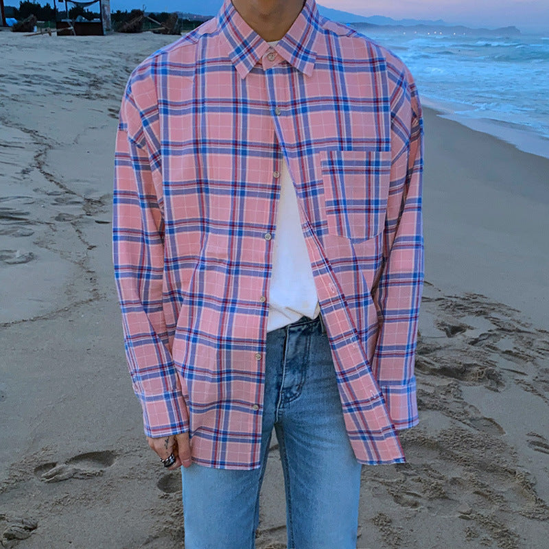Retro Plaid Style Couple Shirt