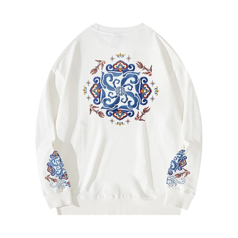 Men's  Printed Simple Round Neck Sweater